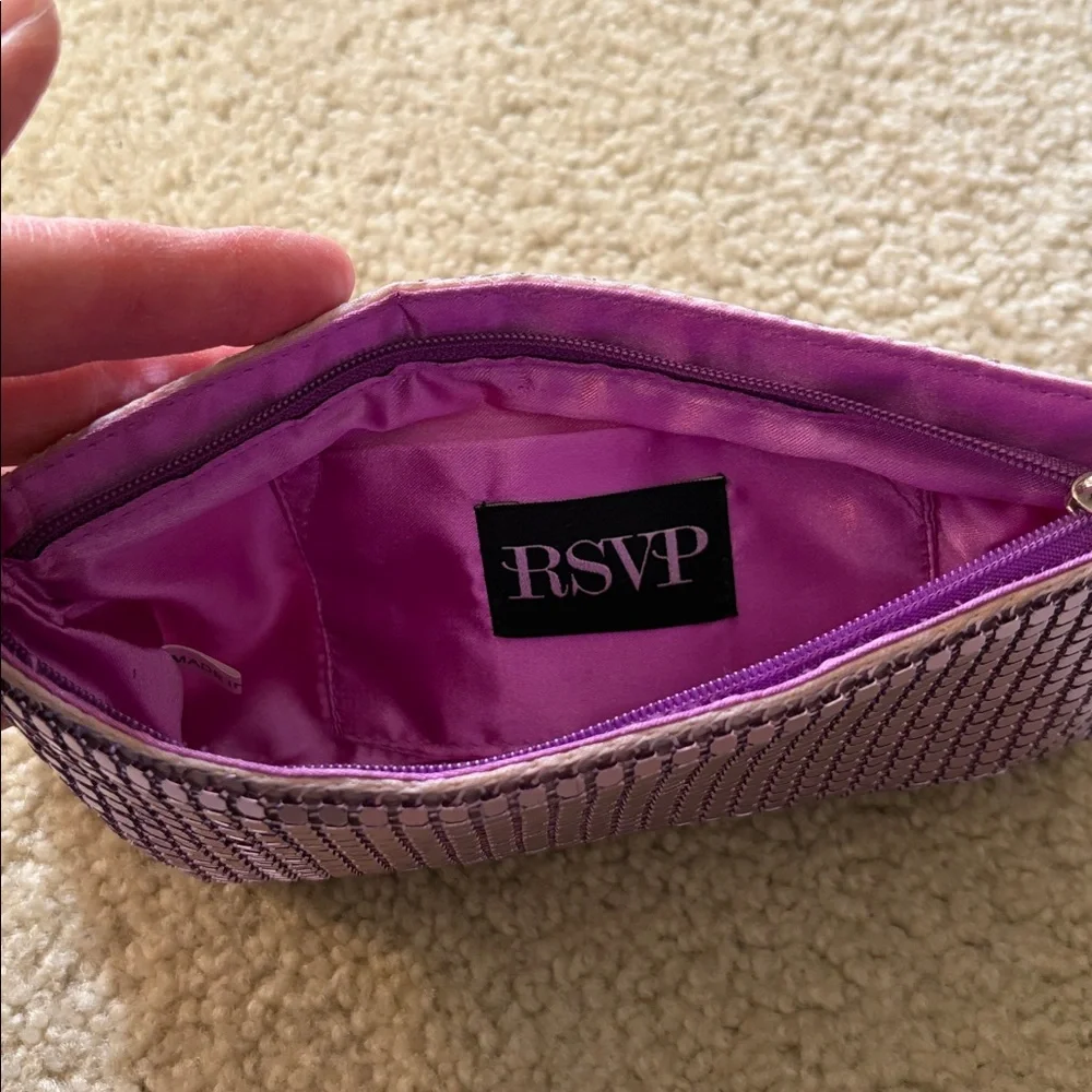RSVP Women’s Purple Metal Mesh Cosmetic Bag/Clutch Bag